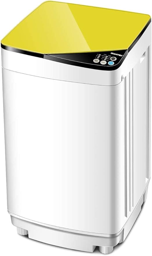 Waterjoy Portable Washing Machines, 7.7 lbs Load Capacity Portable Washer and Dryer Combo with Built-in Barrel Light & LED Display for Household and Apartment （Yellow）