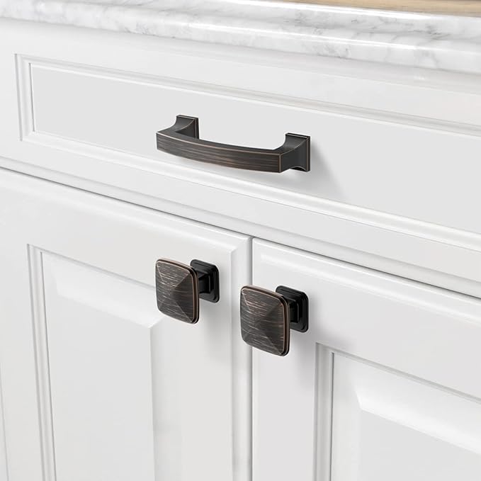 Asidrama 10 Pack 3 Inch(76mm) Hole Centers Kitchen Cabinet Handles, Oil Rubbed Bronze Cabinet Pulls Kitchen Cabinet Hardware for Cupboard Drawer Pulls