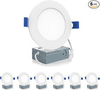 Meconard 6 Pack 4 Inch LED Recessed Ceiling Light with Junction Box, 5000K Daylight, 9W=75W 750LM, Dimmable Canless Downlights, ETL and Energy Star Listed