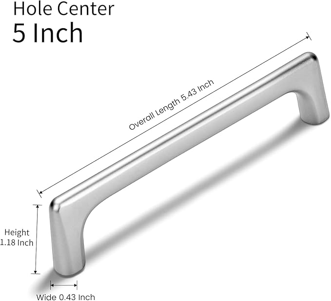 10 Pack 5 Inch(128mm) Hole Center Modern Polished Chrome Cabinet Pull Handle Timeless Vanity Drawer Pull Handle Classic Cabinet Hardware for Kitchen Dresser Bathroom, Screws Included, Chrome(5x10)