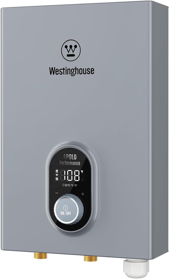 Westinghouse 14kW 240V Electric Tankless Water Heater, Compatible with Alexa & Google Home, ETL, IPX4, Gray