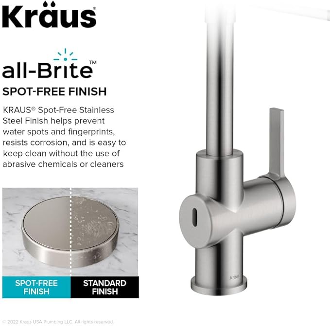 KRAUS Britt Touchless Sensor Commercial Single Handle Pull Down Kitchen Faucet in Spot Free Stainless Steel, KSF-1691SFS