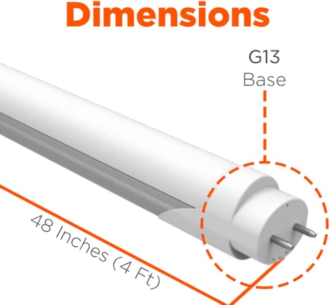 GoodBulb 48-Inch T8 LED Light Bulbs 18-Watt, 4100K Cool White Color, 2800-Lumens, Type A+B with Medium Bi-Pin Base (Pack of 10 Bulbs)