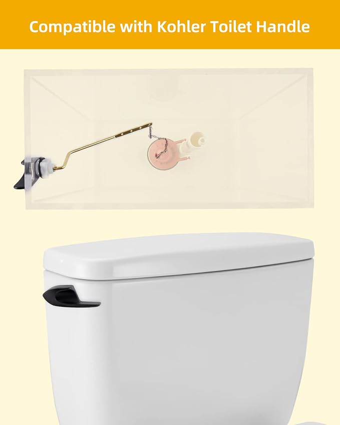 iFealClear Universal Brass Toilet Tank Flush Lever Handle, Side/Angle Mount Toilet Trip Lever Compatible with Kohler K-GP30324-CP, Stainless Steel Chain, Oil Rubbed Bronze
