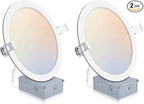 2 Pack Recessed Lighting 8 Inch with Junction Box, 5CCT 8 Inch LED Recessed Lights Dimmable 2700K/3000K/4000K/5000K/6000K, 18W 1400lm Ultra Thin Recessed Lighting - ETL and Energy Star Certified