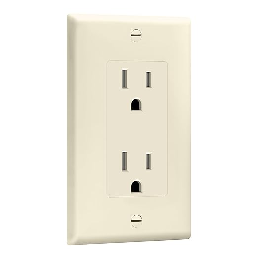 ENERLITES 10 Pack Light Almond Decorator Receptacle with Screwless Wall Plate, Standard Electrical Wall Outlet, 15A 125V, Self-Grounding, 2-Pole, 3-Wire, 5-15R, UL Listed, Tamper Resistant