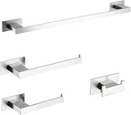 4-Pieces Bathroom Hardware Accessories Set, Towel Rack Towel Bar Toilet Paper Holder Towel Hook Self Adhesive Stainless Steel Towel Rack Set for Bathroom Wall Mounted, Brushed Nickel, 16 Inch