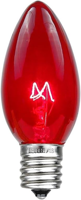 Novelty Lights 500 Case C9 Outdoor Christmas Replacement Bulbs, Red, E17/C9 Intermediate Base, 7 Watt