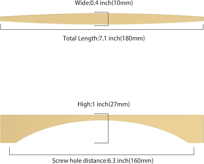 Asidrama 2030 10 Pack 6.3 Inch(160mm) Brushed Gold Kitchen Cabinet Handles, Vintage Retro Cabinet Pulls Kitchen Cabinet Hardware for Cupboard Drawer Pulls