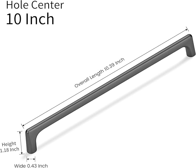 10 Pack 10 Inch(254mm) Hole Center Modern Matte Dark Gunmetal Gray Cabinet Pull Handle Timeless Vanity Drawer Pull Handle Classic Cabinet Hardware for Kitchen Bathroom, Screws Included, Gray(10x10)