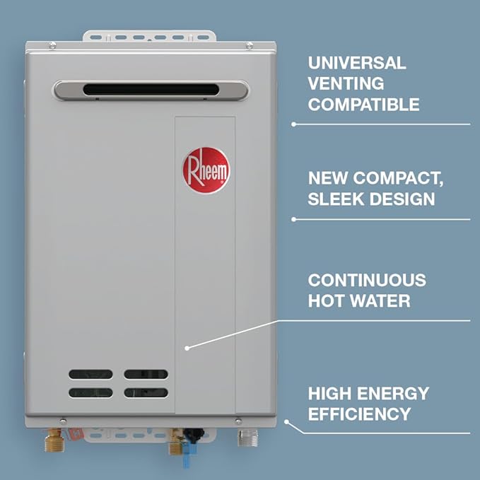 Rheem RTG-95XLP-3 High Efficiency Non-Condensing Outdoor Tankless Liquid Propane Water Heater, 9.5 GPM