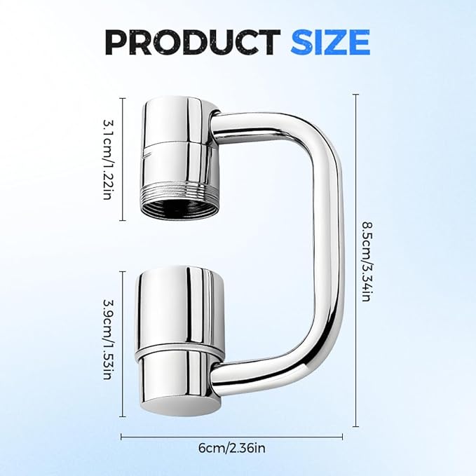 Universal Sink Faucet 1440° Rotatable Faucet Aerator Extension, U Shaped Faucet Extender Adjustable Robotic Arm 2 Spray Modes for Kitchen & Bathroom (2)