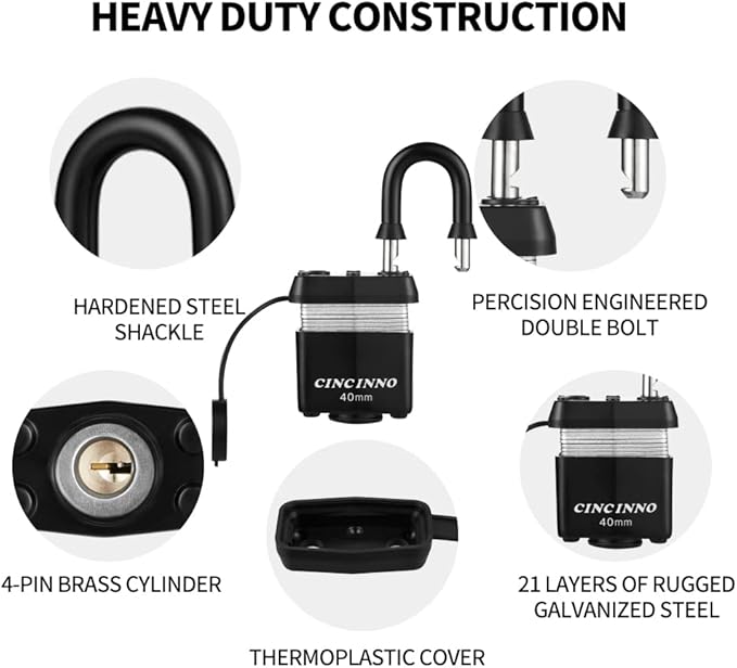 Heavy Duty Weatherproof Laminated Padlock with Key，2.2 Inch Long Shackle Pad Lock with Same Key for Door, Gate, Shed, Trailer, Storage, Chain, 12 Pack