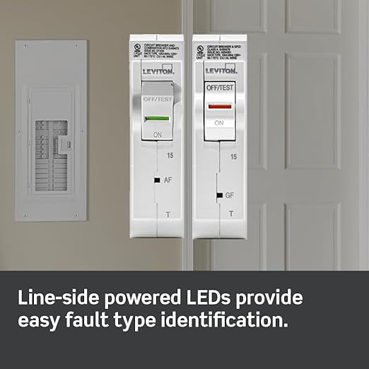 Leviton LSPD2-T Surge Protective Device with Two 20A 1-Pole Plug-On Standard Branch Circuit Breakers, Thermal Magnetic, 120/240 VAC, White (Pack of 5)