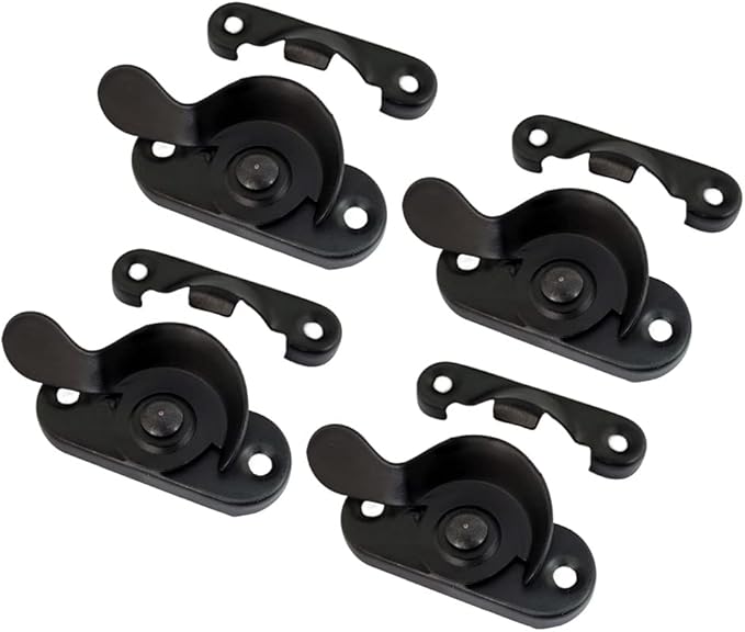 QCAA Steel Window Sash Lock, CTC 2", Matte Black, 4 Pack, Made in Taiwan