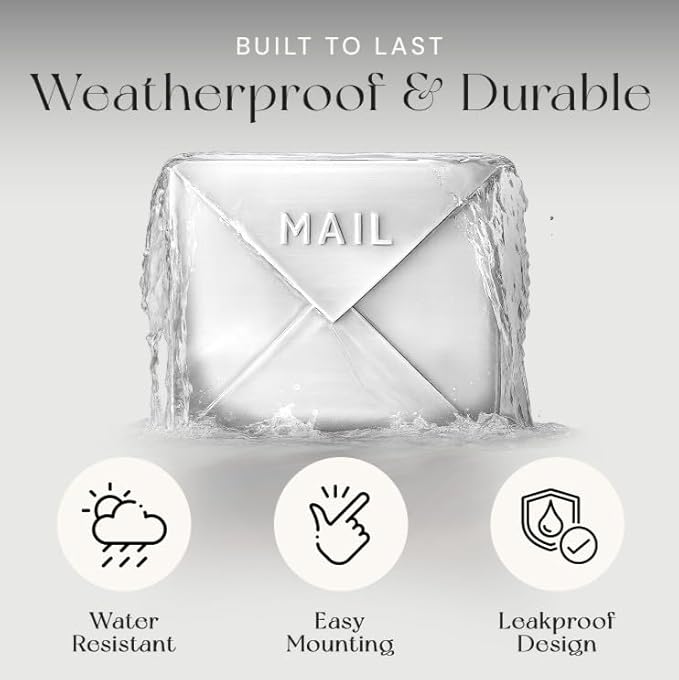 NACH Mailboxes for Outside Wall Mount, 10 x 10 x 4 inch White Wall Mount Mailbox, Waterproof Mailboxes for Outside - Chicago Style Mail Box