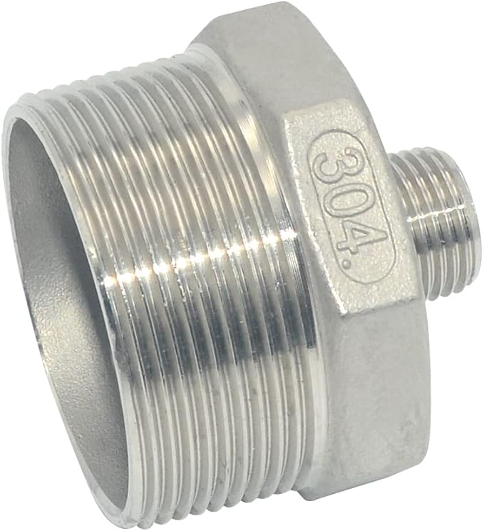2" x 1/2" Male Threaded Reducing Nipple Fitting/Adapter,Stainless Steel SS304 NPT Pipe Hex Reducer