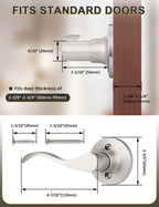 Mengico 6 Pack Satin Nickel Dummy Door Lever, Single Left Side Door Handle for Closets, Non-Turning Pull Only Lever Set, Wave Style Interior Door Knob