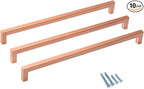 10 Pack 12 3/5 Inch Brushed Copper Cabinet Pulls Red Copper Square Cupboard Handles Modern Stainless Steel Drawer Pulls Kitchen Cabinet Hardware Kitchen Handles
