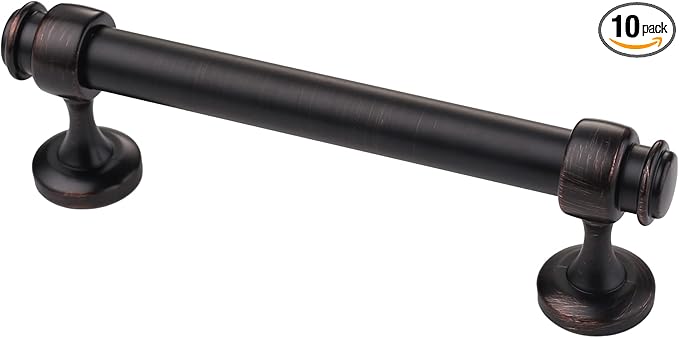 Alzassbg 10 Pack Oil Rubbed Bronze Cabinet Pulls, 4 Inch(102mm) Hole Centers Cabinet Handles Kitchen Hardware Straight Bar for Cabinets and Drawer AL3082ORB
