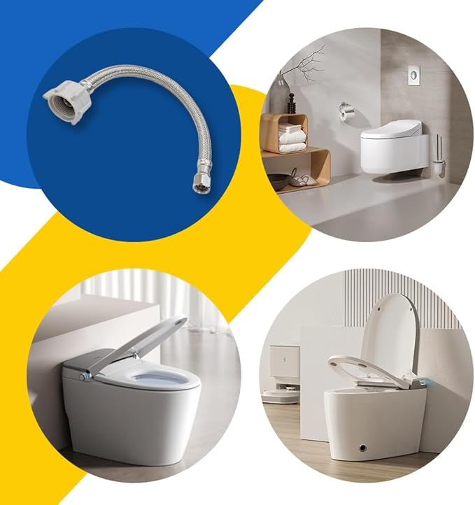(48pcs 20 inch) PLUMBINGMASTER Toilet Water Supply Line,Toilet Connector Hose with Anti-Leaking Brass Nut