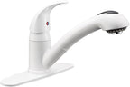 Dura Faucet DF-NMK852-WT RV Pull-Out Swivel Single Handle Kitchen Sink Faucet - One-Hole (White)