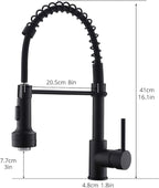 AIMADI Kitchen Faucet with Sprayer, Modern Single Handle Pull Down Sprayer Spring Matte Black Kitchen Sink Faucet with LED Light