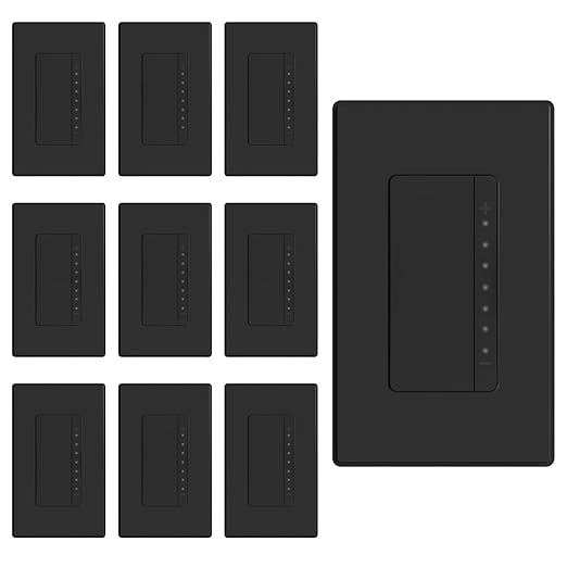 ELEGRP Dimmer Switch, Digital Dimmer Light Switch for LED Lights 150W, INC/HAL 450W, 3 Way LED Dimmer Switch, Needs Neutral Wire, Wall Plate Included, UL Listed, 10 Pack, Matte Black