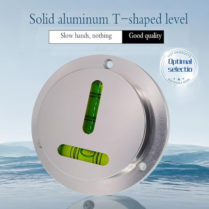 Metal flange circular horizontal bubble T-shaped XY axis bidirectional level, 90mm diameter metal level with mounting hole (Acrylic foam)