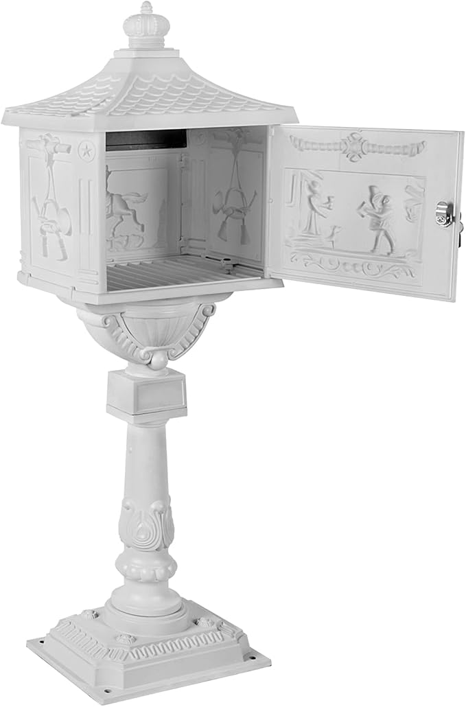 Polar Aurora Mailbox Cast Aluminum White Mail Box Postal Box Security Heavy Duty New