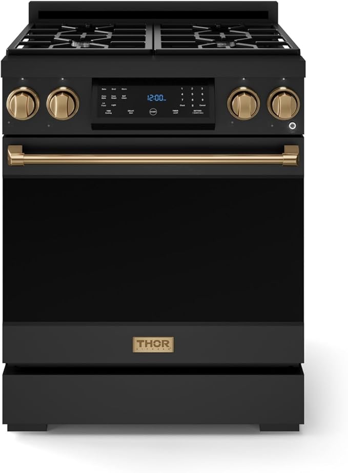 Gordon Ramsay by THOR Kitchen 30 Inch Professional Liquid Propane Range with Tilt Panel Touch Control in Black/Bronze