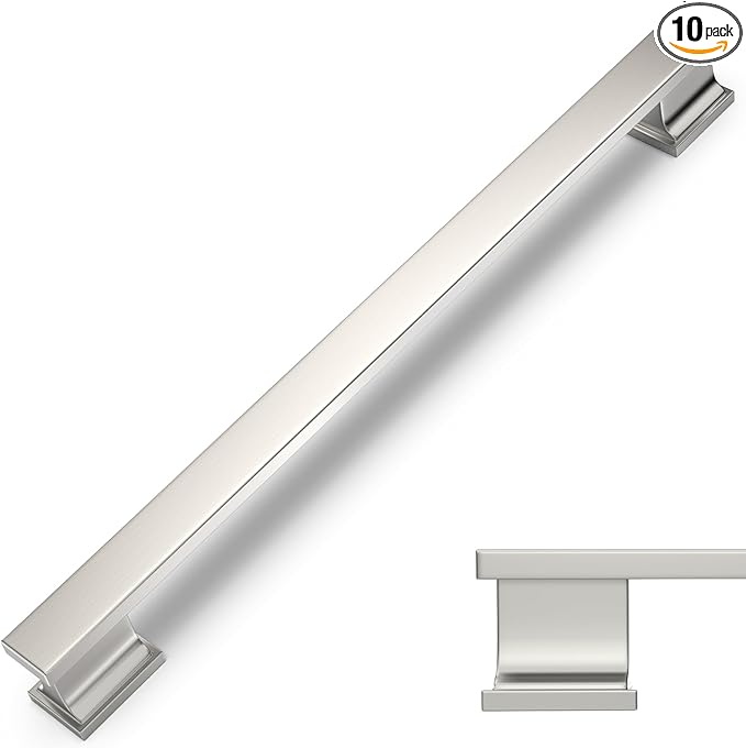 COTYKILEY 10 Pack 7.5 Inch(192mm) Brushed Satin Nickel Cabinet Handles Kitchen Cabinet Pulls Cabinet Door Handles Kitchen Cabinet Hardware