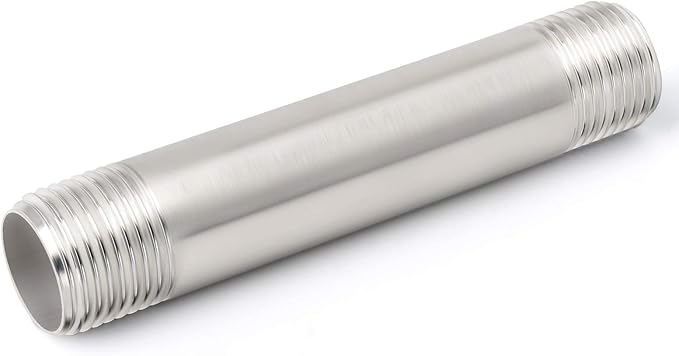 TAISHER 2PCS Stainless Steel Pipe Fittings, 1/4" NPT x 1/4" NPT Male Threaded, 6" Length Nipple Cast Pipe