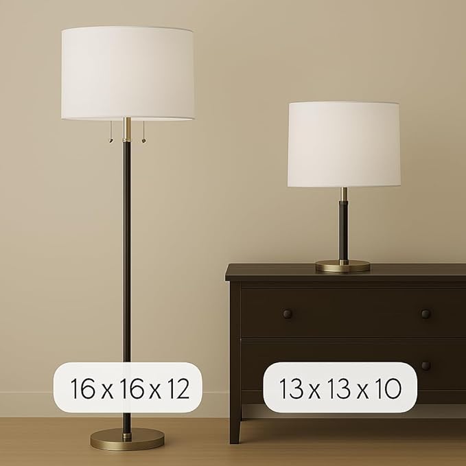 Linen Drum Lamp Shade - Heather White - 13" x 13" x 10" - Easy Installation & Versatile Home Decor | Round Shade for Table & Desk Lamps - ASSEMBLY REQUIRED