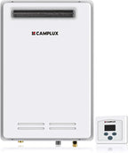 CAMPLUX Climatech 5 199,000 BTU Tankless Water Heater Gas Outdoor, 6.86 GPM Instant On Demand Gas Tankless Hot Water Heater Natural Gas, 3-6 Persons Whole House, Outdoor Installation, White, CSA