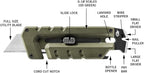 Gerber Gear Prybrid Utility Knife with Pry Bar, EDC Multi-Tool Pocket Razor Knife with Retractable Blade, Green