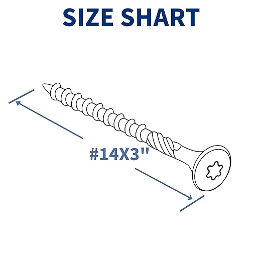 Lag Screws 3 Inch, 25PCS Heavy Duty Construction Screw, Structural Wood Screw #14 x 3, Rust Resistant, Washer Head, Yellow Coated Exterior Wood/Lag Screws, Star Drive with Bit