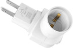 Borju Plug in Light Socket, Outlet to Socket Adapter, 360° Rotatable Plug with On/Off Switch, ETL Listed, White