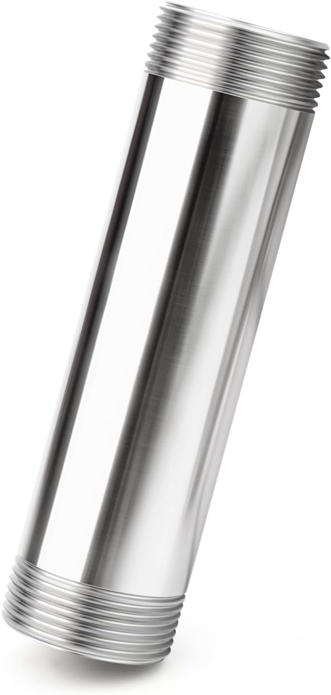 TAISHER 1PCS Stainless Steel Pipe Fittings, 1-1/2" NPT Male x 1-1/2" NPT Male Threaded, 8" Length Nipple Cast Pipe