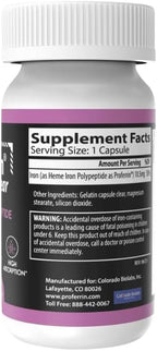 Proferrin Clear 30ct | US Made heme Iron for high Absorption, Easy on GI Tract | Natural, NSF Certified, dye Free
