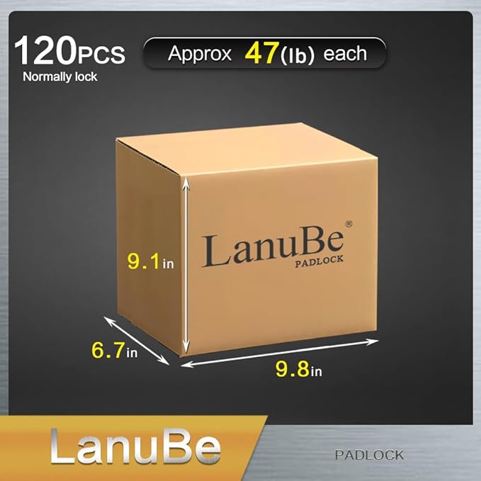 LanuBe Lock Laminated keyed Padlock (1-9/16", 40mm), keyed Alike Locks, Normal Shackle, Marked Blue Plastic Hoop, Pack of 120