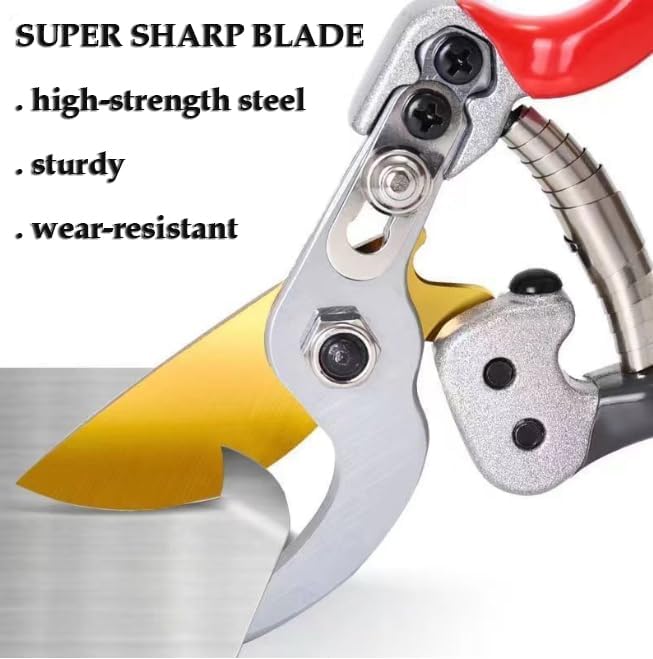 Ultra Sharp Germany Steel Pruning Shears - Cuts 3X Easier, Weak Hand Arthritis Snips, Rust-Resistant, Effortlessly 1-Inch Cut Capacity Garden Scissors, Ergonomic Handle (gt-05, 1)