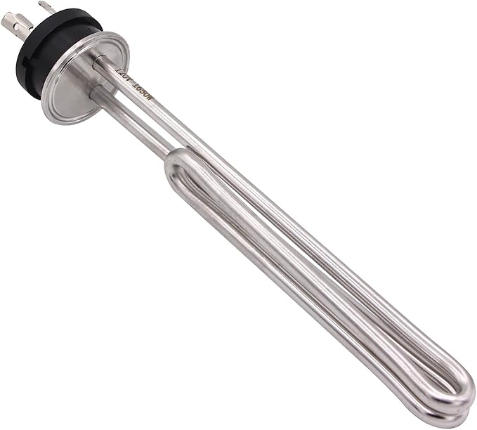 DERNORD 120V 1650W Tri-clamp Foldback Heating Element Stainless Steel Immersion Water Heater with 3-Wire Electrical Locking Plug (1.5 Inch Tri clamp)