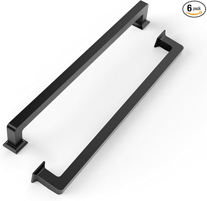 FILTA Cabinet Handles 10 Inch 6 Pack Matte Black Cabinet Pulls for Kitchen Metal Drawer Pulls Modern Cabient Hardware Cupboard Handles