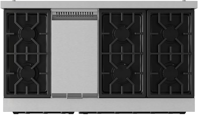 Gordon Ramsay by THOR Kitchen 48 Inch Professional Liquid Propane Range with Tilt Panel Touch Control in Stainless Steel/Black