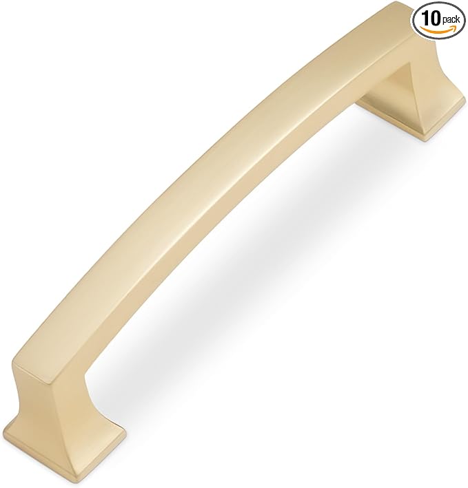 COTYKILEY 10 Pack 3.75 Inch(96mm) Brushed Brass Cabinet Handles Gold Kitchen Cabinet Pulls Cabinet Door Handles Kitchen Cabinet Hardware Cupboard Drawer Pulls Dresser Handles
