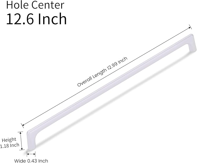 10 Pack 12.6 Inch(320mm) Hole Center Modern Matte White Cabinet Pull Handle Timeless Vanity Drawer Pull Handle Classic Cabinet Hardware for Kitchen Bathroom, Screws Included, M-White(12.6x10)