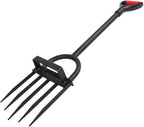 5-Tine Heavy Duty Pitch Fork for Gardening - Long Handled Digging Fork Garden Claw Weeder