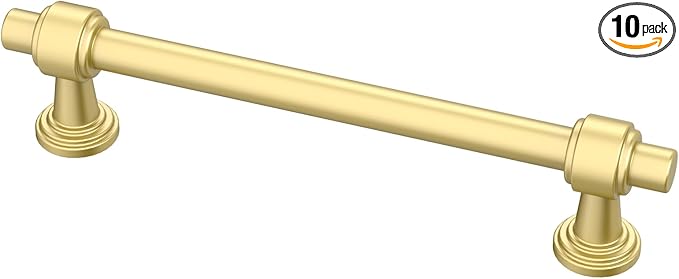 Alzassbg 10 Pack Matt Gold Cabinet Pulls, 5 Inch(128mm) Hole Centers Cabinet Handles Kitchen Hardware Straight Bar for Cabinets and Drawer AL3505MGP