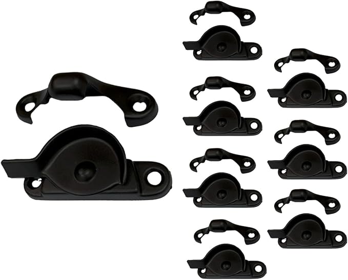 QCAA Zinc Die Cast Window Sash Lock, Matte Black, 8 Pack, Made in Taiwan